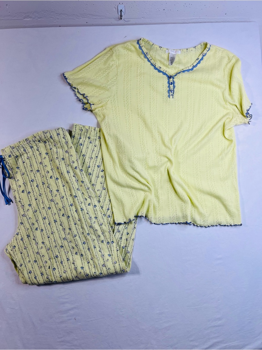 Pink K Butter Yellow & blue floral pajama set